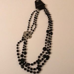 Lane Bryant Layered Black Jewel Necklace Long NWT